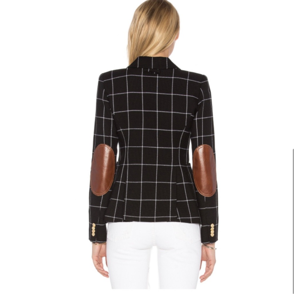 Smythe Patch Pocket Duchess Blazer Black Windowpane with Cognac